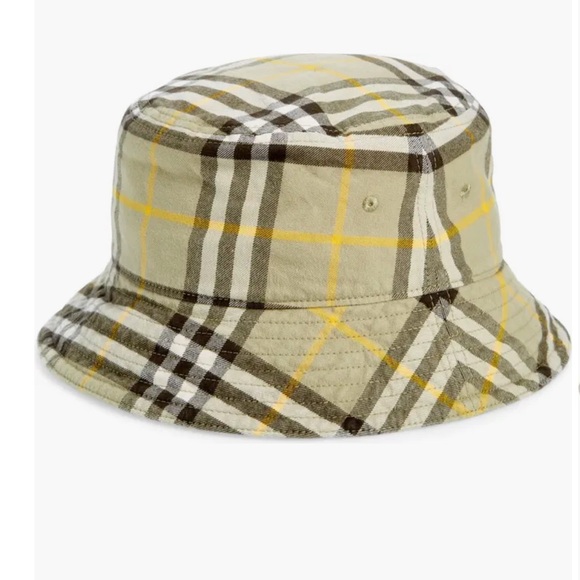 NEW Burberry Archive Classic Neutral Check Print Cotton Bucket Hat in Hunter - Picture 1 of 12